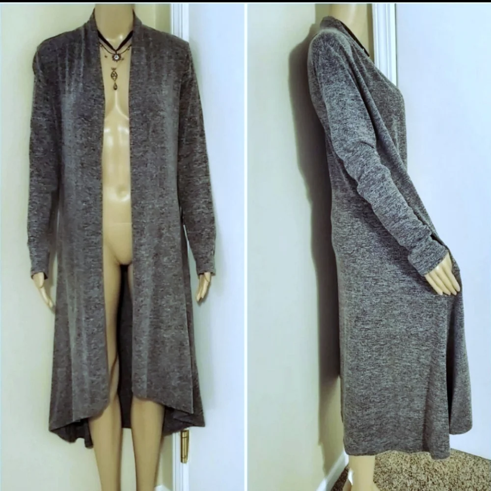 CP All-Season S Black Gray Heathered Long Sweater Jacket w Pockets NWT Nice Gift - Picture 5 of 10